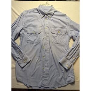 Orvis Gingham Check Plaid Button Up Shirt Mens Size Large Blue 100% Cotton